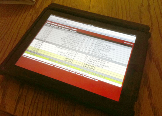 iPad for soccer tournament scores and standings